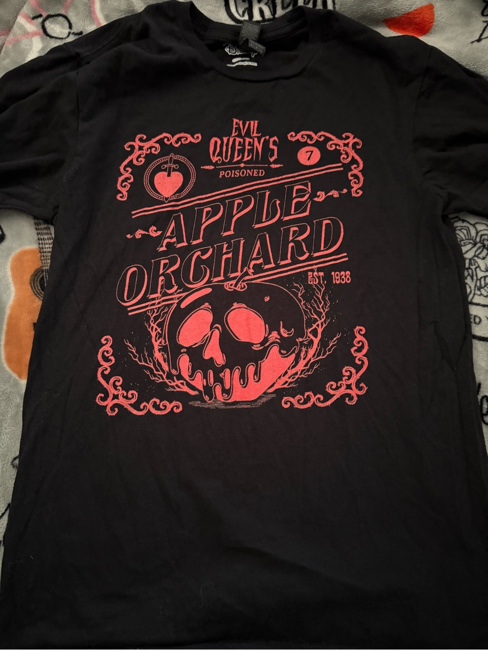 Disney Snow White Black Short Sleeve 'Apple Orchard' Graphic Tee with Red Print